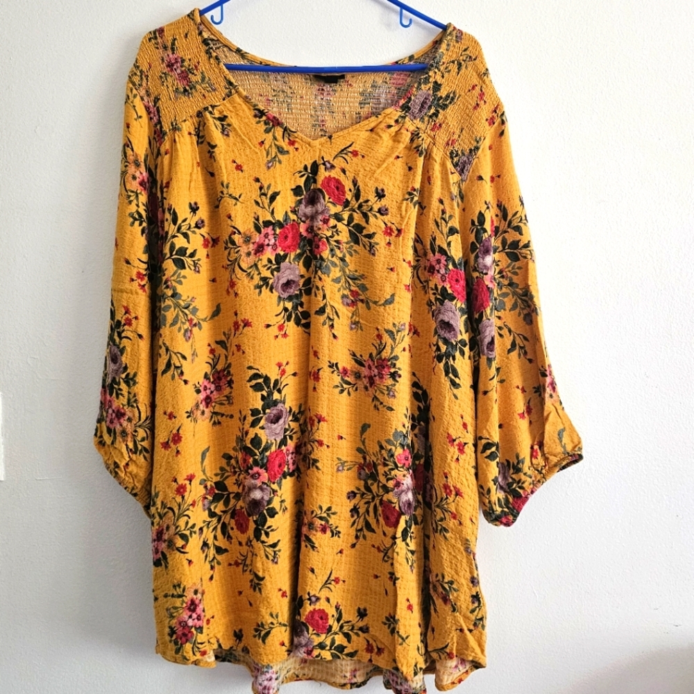 Torrid Women's Plus Floral Print 3/4 Sleeve Tunic Blouse 5